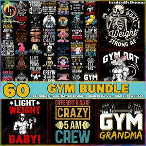 Gym Fitness PNG Bundle, Workout Motivation Designs Png, Fitness Quotes Clipart Png, Bodybuilding Png, Commercial Use, Digital File