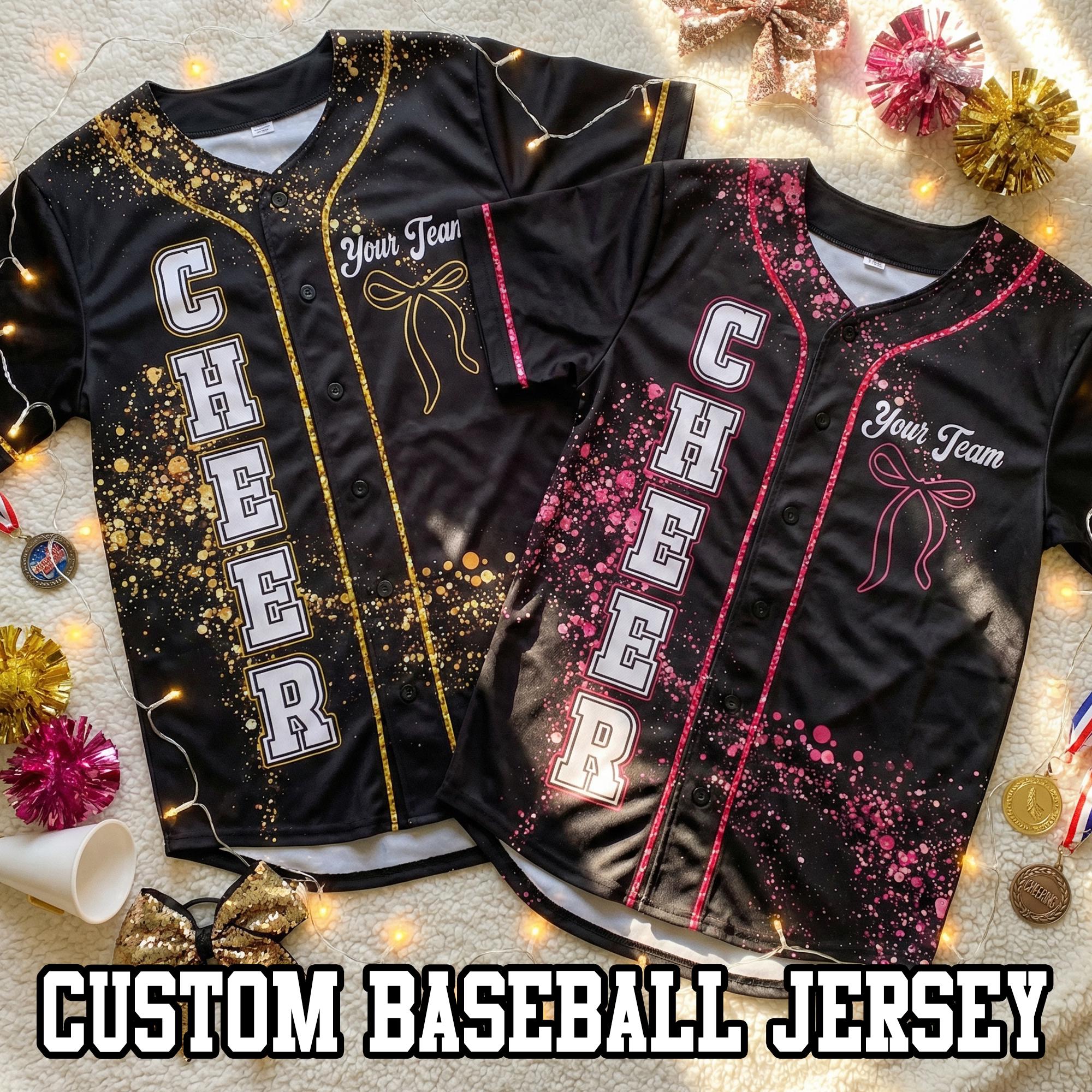 Custom Cheer Glitter Baseball Jersey, Cheerleader Team Jersey, Custom ...
