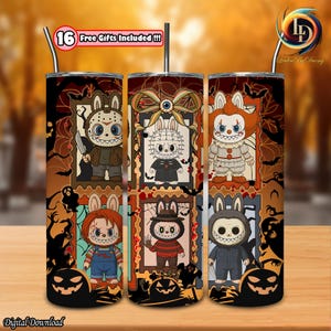 Coquette Doll Halloween PNG, 20oz Skinny Tumbler Png, Cartoon Tumbler Wrap, Cute Monster Doll Halloween Png, Horror Tarot Card, Digital File