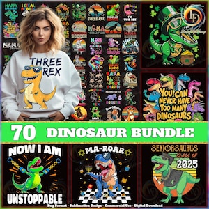 Dinosaur Png Bundle, Tyrannosaurus Rex Png, T-Rex Shirt Designs, Funny Dinosaur Quotes Png, Cute Dinosaur Png, Commercial Use, Digital File