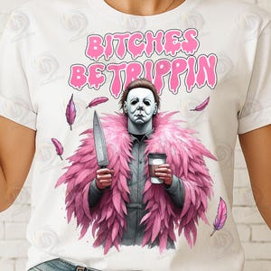 Bitches Be Trippin Png, Design di personaggi horror, Film horror d&#39;amore, PNG spaventoso, Clipart rosa horror di Halloween, Uso commerciale, File digitale