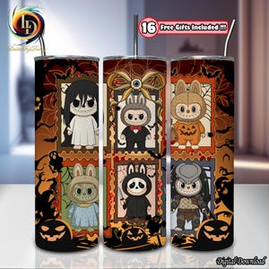 Coquette Doll Halloween PNG, 20oz Skinny Tumbler Png, Cartoon Tumbler Wraps, Cute Monster Doll Halloween Png, Tarot Card Png, Digital File