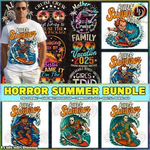 Horror Summer PNG Bundle, Horror Vacation Shirt Design, Horror Surfing, Family Vacation Png, Killer Summer Png, Commercial Use, Digital File