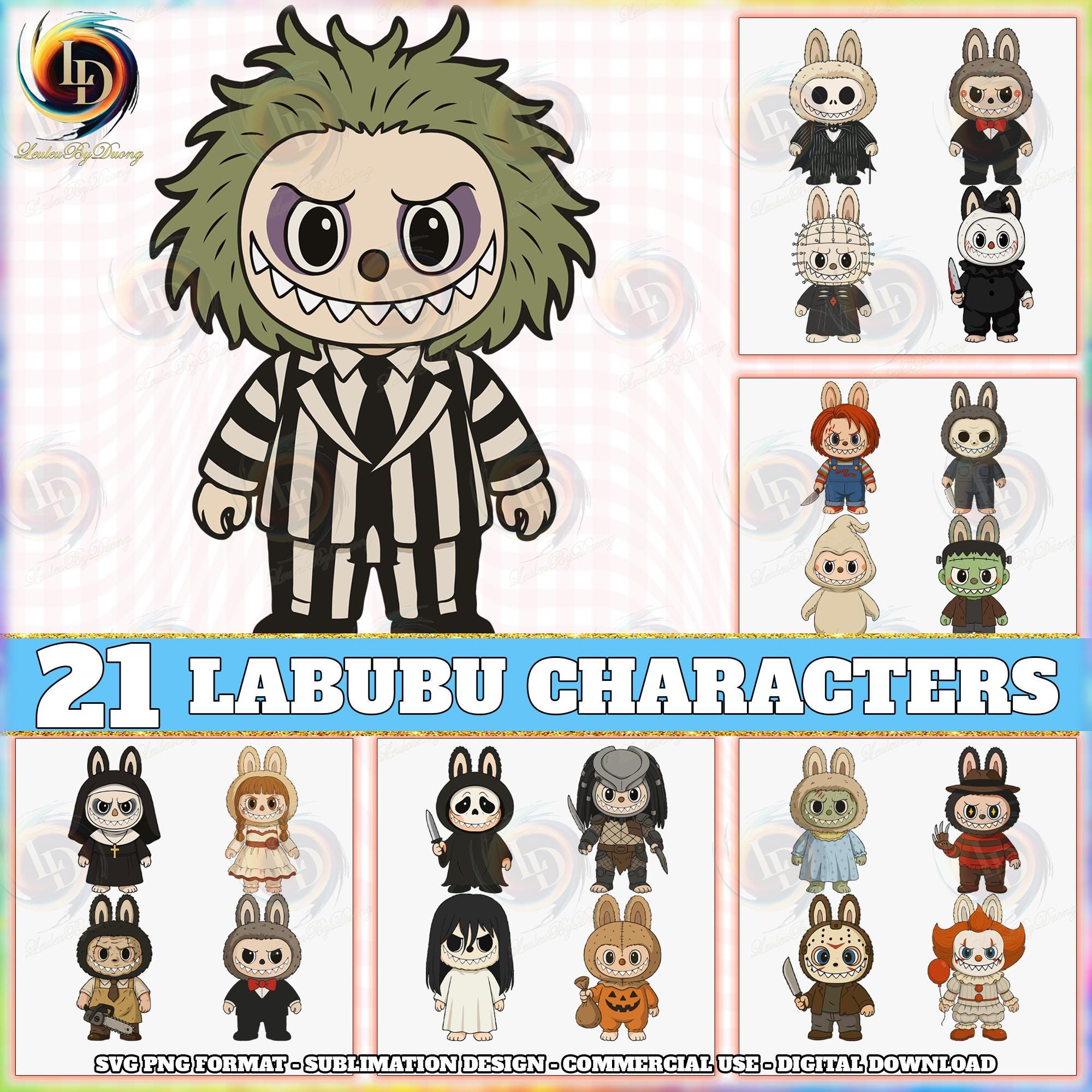 20+ Monster Doll Halloween PNG-SVG Bundle, Kawaii Halloween Clipart, Puppe Cartoon Halloween, süße Horrorpuppe, kommerzielle Nutzung, digitale Datei