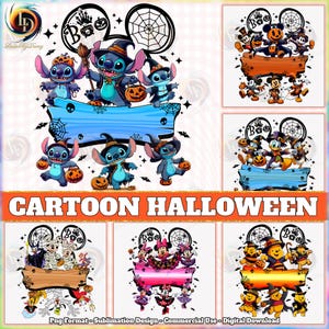 6 Cartoon Halloween PNG Bundle, Halloween Benutzerdefinierter Name Png, Zeichentrickfiguren Png, Lustige Mumie Png, Halloween Gruselig Png, Digitale Datei