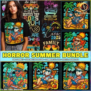 Horror Summer PNG Bundle, Horror Vacation Shirt Design, Hello Summer, Family Trip 2025, Family Cruise 2025, Commercial Use, Digital File