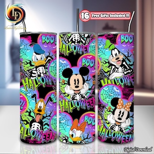 Cartoon Halloween PNG, 20 oz Skinny Tumbler Sublimation Png, Halloween Tumbler Wrap Png, Mouse Head Halloween Design Png, Digital Download