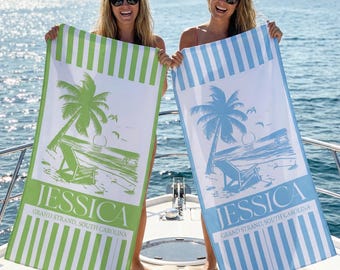 Personalized Beach Towels, Custom Name Beach Towel, Girls Trip Gift, Bridal Party Gift, The Bride Club, Monogram Towel