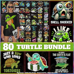 Turtle PNG Bundle, Turtle Shirt Designs, Cute Sea Turtle Clipart Png, Sea Life Designs, Funny Turtle Quotes, Commercial Use, Digital File