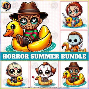 5 Designs Summer Horror Baby PNG Bundle, Hello Summer Png, Cute Horror Clipart, Horror Summer Shirt Design Png, Duck Float Png, Digital File