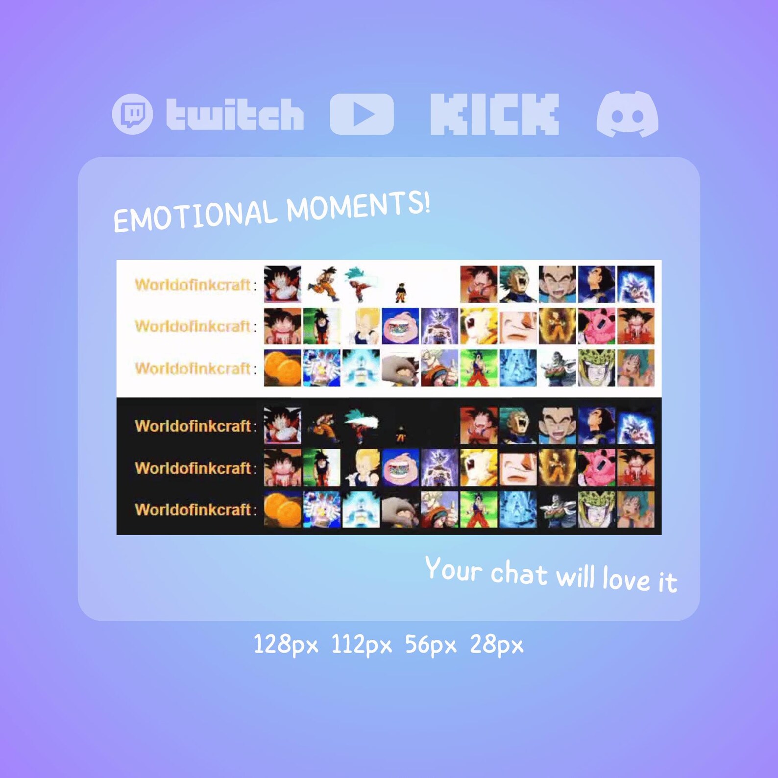 30x Dragon Ball Animated Emotes Pack - for Twitch & Discord - Power Up ...