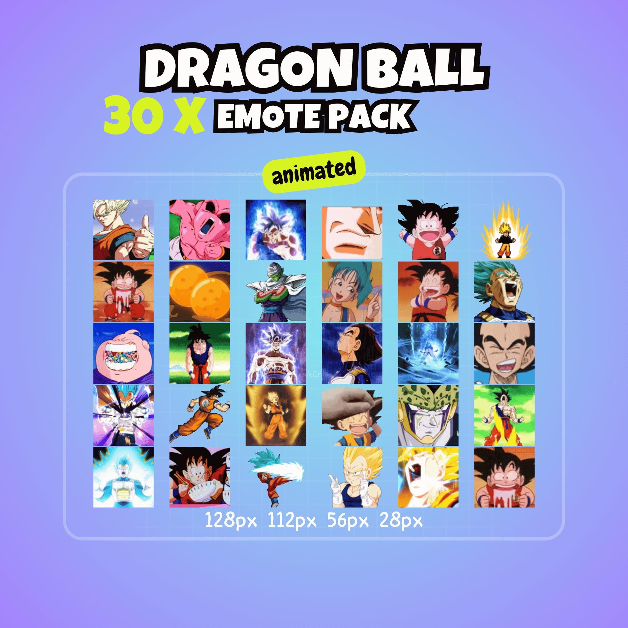30x Dragon Ball Animated Emotes Pack - for Twitch & Discord - Power Up ...