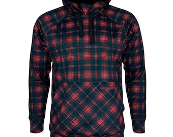 Buffalo Plaid Hoodie: Men's Red and Black Flannel Pullover