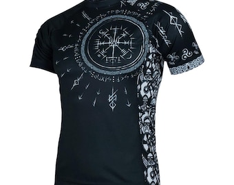 Runic Trident T-Shirt: Viking Vegvisir Compass, Norse Mythology