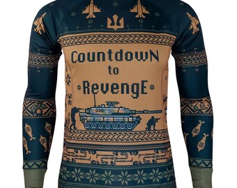 Military Christmas Sweater – Tactical Ukrainian Army, F-16 & Tank Design