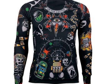 Old School Tattoo Art Long Sleeve Rash Guard: Vintage Punk Shirt
