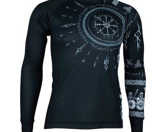 Viking Rune Longsleeve, Vegvisir Compass, Norse Mythology Shirt