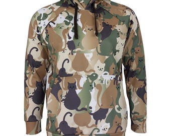 Multicat Camouflage Hoodie: Cat Lover Gift