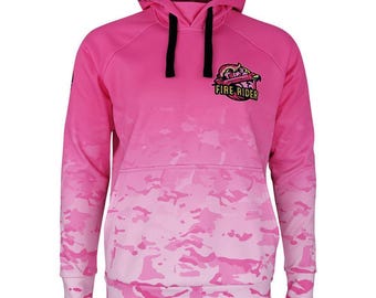 Fire Rider Hoodie: Pink Flamingo Warrior, Camo Gradient Streetwear