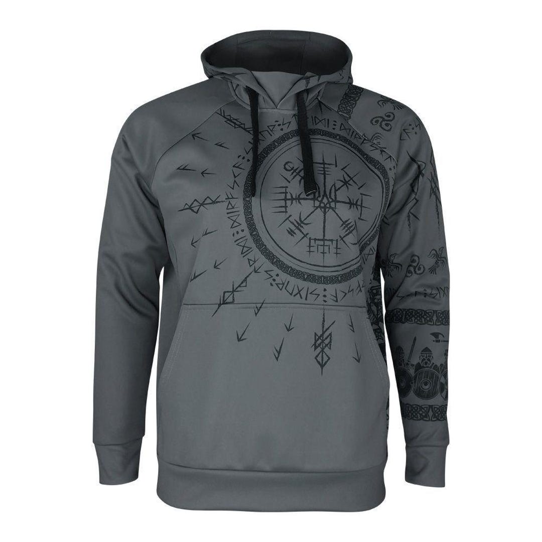 Runic Vegvisir Trident Hoodie - Norse Mythology, Coolmax Lined - Etsy