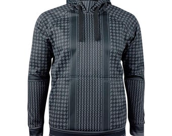 Houndstooth Hoodie: Grey & Black Tactical Streetwear