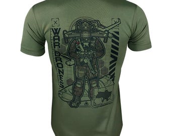Tactical T-Shirt: War Drones Design, CoolMax Fabric