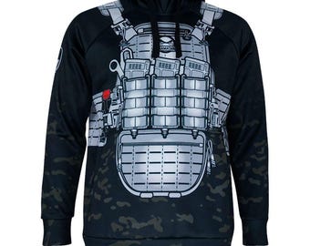 Tactical Black Body Armor Hoodie: Military Style, Gamer Gift