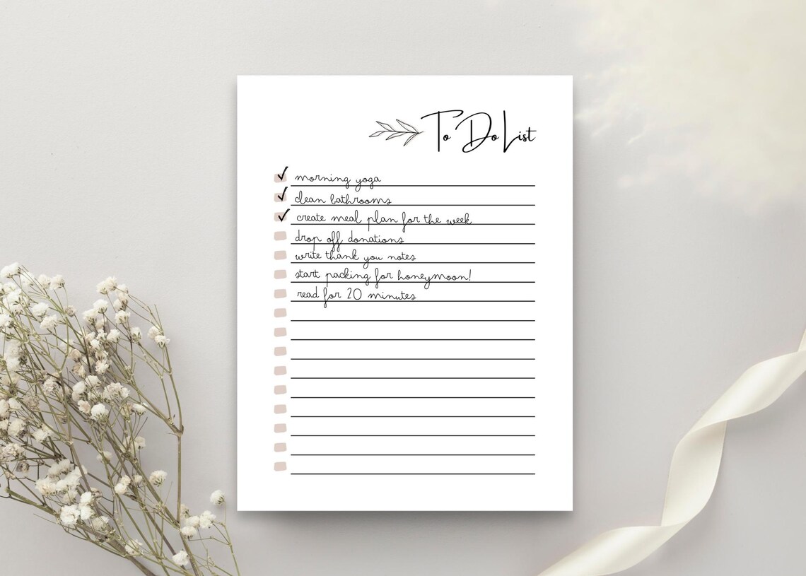 Minimalist to Do List Printable: Daily Task Planner (PDF Digital ...