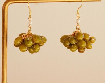 Cute green earrings straight from nature. Mung beans, but make it fashion!