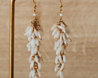 Real rice earrings – natural boho jewelry