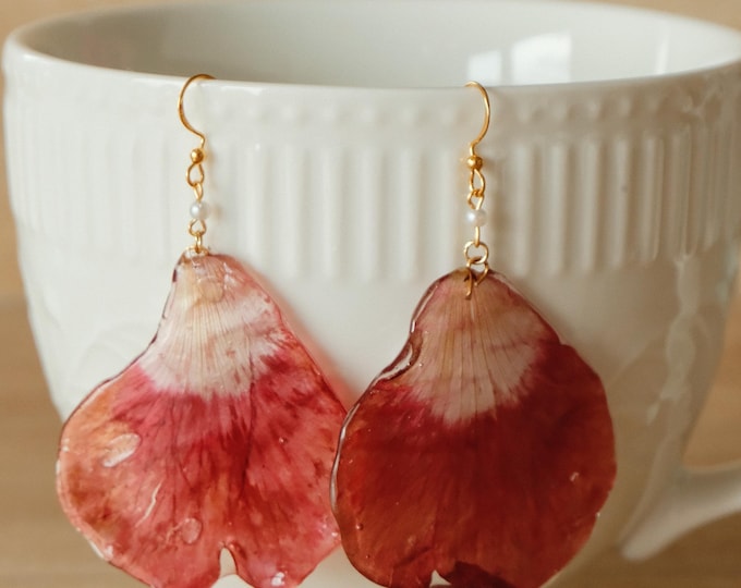 Featured listing image: Ranunculus Petal Resin Earrings | Flower Earrings | Handmade Botanical Jewelry | Statement Earrings | florifyCreations | Resin jewelry