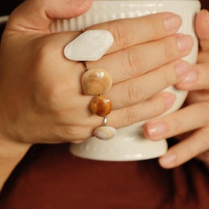 Adjustable Real Seashell Ring | Gold Stainless Steel Ring | Resin Wrapped Shell Jewelry | Unique Coastal Beach Ring | FlorifyCreations