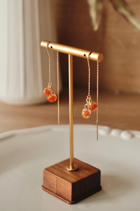 Real Baby’s Breath Earrings, Handmade UV Resin Flower Earrings, Gold Plated Threader Earrings, Minimal Summer Jewelry