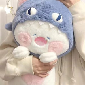 Shark Cat Plush Toy – Cute Kawaii Cat Pillow, Soft Bed Cushion, Birthday Gift for Girls, Kids, Cat Lovers | Mother's Day, Christmas Gift
