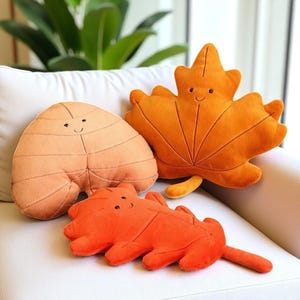 Blatt Kissen Plüschtier - Ahorn und Ginkgoblatt Dekokissen für Sofa, Bett, Auto, Herbst Dekoration, Fotorequisite, Geschenk für Kinder & Zuhause