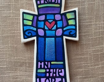 Jubilee Art Hand-Painted Cross - Wood - 10" Tall - Trust in the Lord