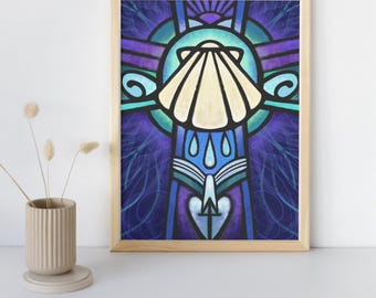 Baptism Shell Cross Design - Digital Download