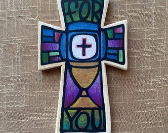 Jubilee Art Hand-Painted Cross - Wood - 9" Tall - For You