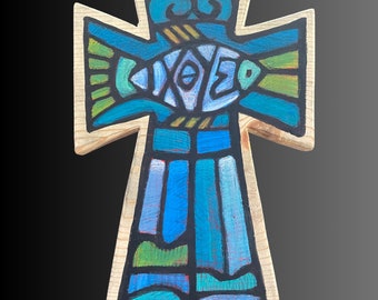 Jubilee Art Hand-Painted Ichthus - Wood - 11" Tall