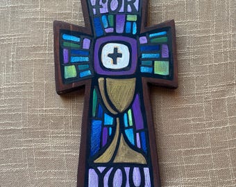 Jubilee Art Hand-Painted Cross - Wood - 10" Tall - For You