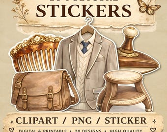 Vintage Poetcore Aufkleber | Romantisches literarisches Clipart-Paket (digitaler Download)