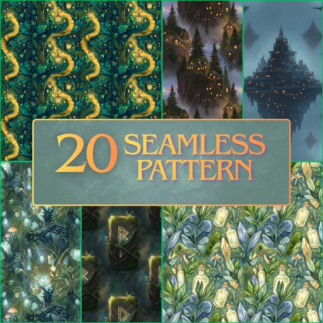 Fantasy Tileable Pattern Fantasy Seamless Patterns | Digital Craft Paper Bundle | Crafting ...