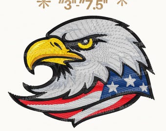 Weißkopfseeadler Stickdatei, Amerikanische Flagge Adlerkopf Stickdatei, Amerikanische Flagge Adlerkopf Stickdatei, Amerikanischer Adlerkopf Stickmuster