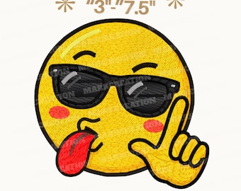 Emoji Maschinenstickerei, 9 Größen, Maschinenstickdatei, 9 Größen (Digitaler Download), lustiges Sonnenbrille Gesicht Patch