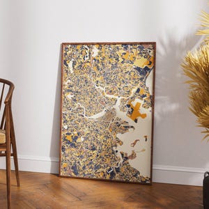 Boston Map Poster - Bunte Stadt Karte Kunstdruck - Moderne Urban-Wanddekoration - Reisegeschenk - Housewarming Geschenk