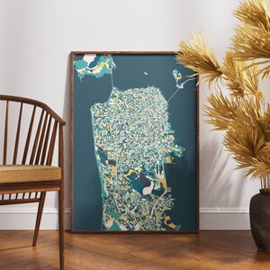San Francisco Map Poster - Bunter Stadtplan als Kunstdruck – Modernes, urbanes Wanddekor – Reisegeschenk