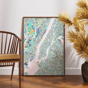 New York City Map Poster - Bunte Stadt als Kunstdruck, Moderne Wanddeko & Perfektes Geschenk für New Yorker
