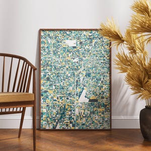 Las Vegas Map Poster - Bunte Stadt Karte Art Print - Moderne urbane Wanddekoration - Reisegeschenk - Housewarminggeschenk