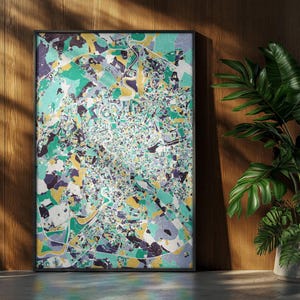 Rom Abstrakte Karte Poster - Bunte Stadt Karte Kunstdruck - Moderne urbane Wanddekoration - Reisegeschenk - Rom Straßenkarte - Einweihungsgeschenk
