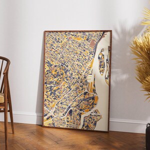 Montreal Karte Poster - Bunte Stadt Kunstdruck, moderne Wanddekoration & perfektes Geschenk für Montreal Liebhaber